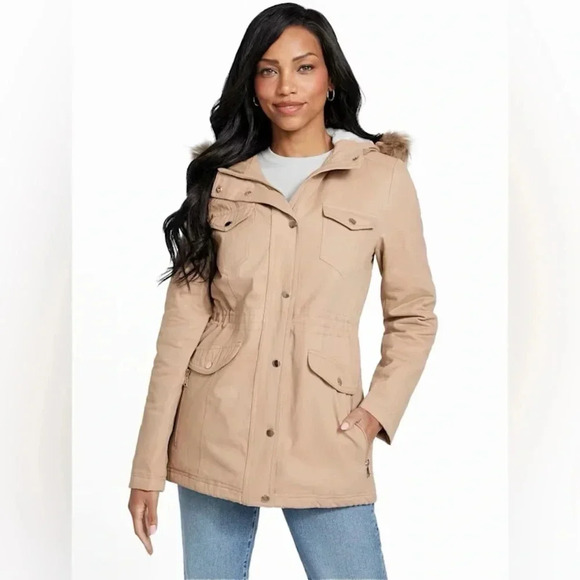 Guess Dajar Tan Colored Long Jacket Size Large - Picture 1 of 9